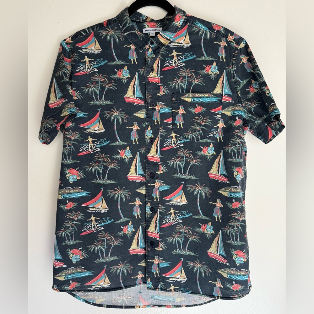 Banks Journal Hawaiian Print Short Sleeve Shirt button-down